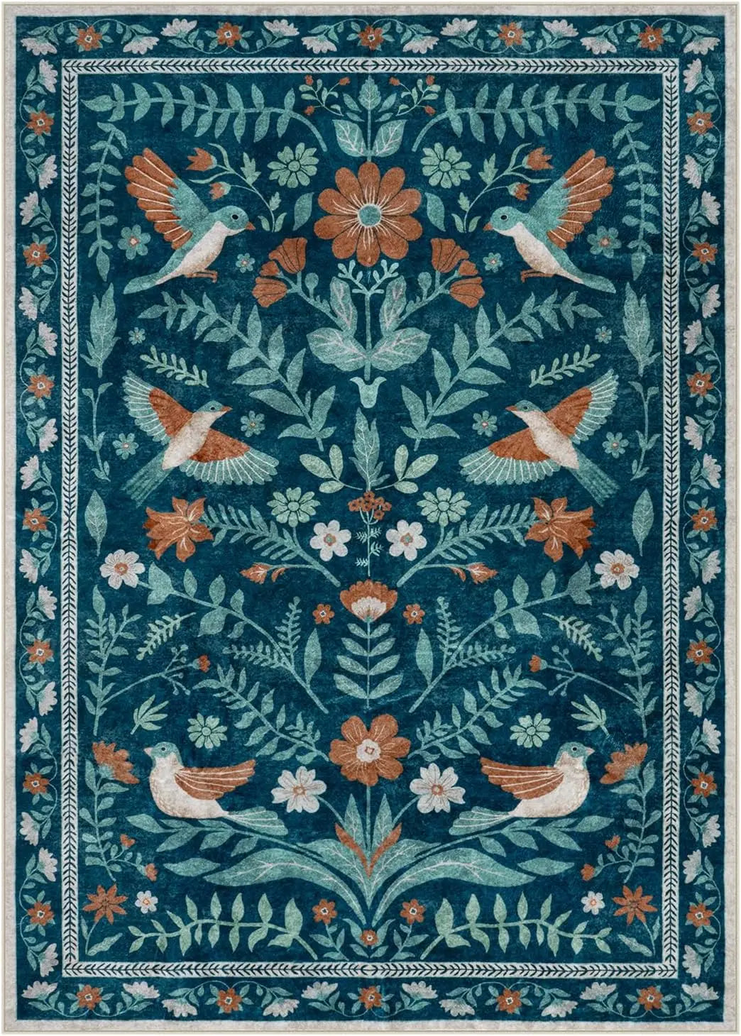 Navak Teppich, eleganter Boho-Teppich mit lila Blumen und Vogel-Print, Heimdekoration, Wohnzimmer-Sofa-Teppich, Schlafzimmer, Nachttisch, weicher Teppich, Küche, Esszimmer, Bodenmatte