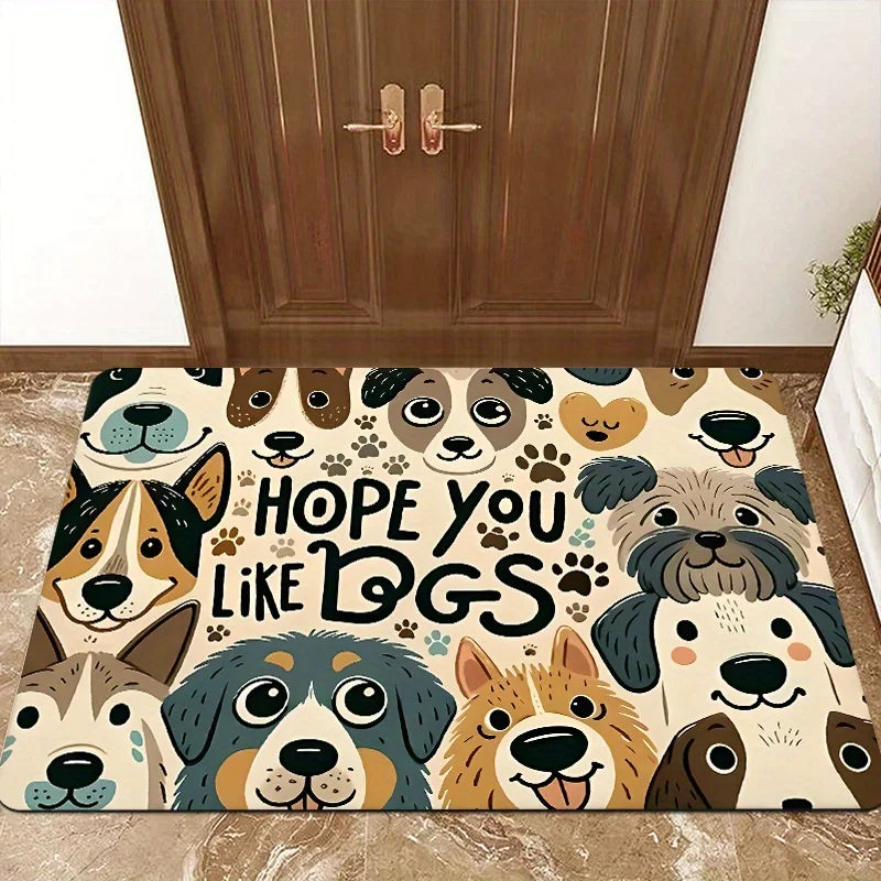 Navak Carpet 1 Stück warme und süße Fußmatte mit Hundeelement – ​​rutschfest und weich mit verspieltem Cartoon-Hundemuster, geeignet für den Innen- und Außenbereich