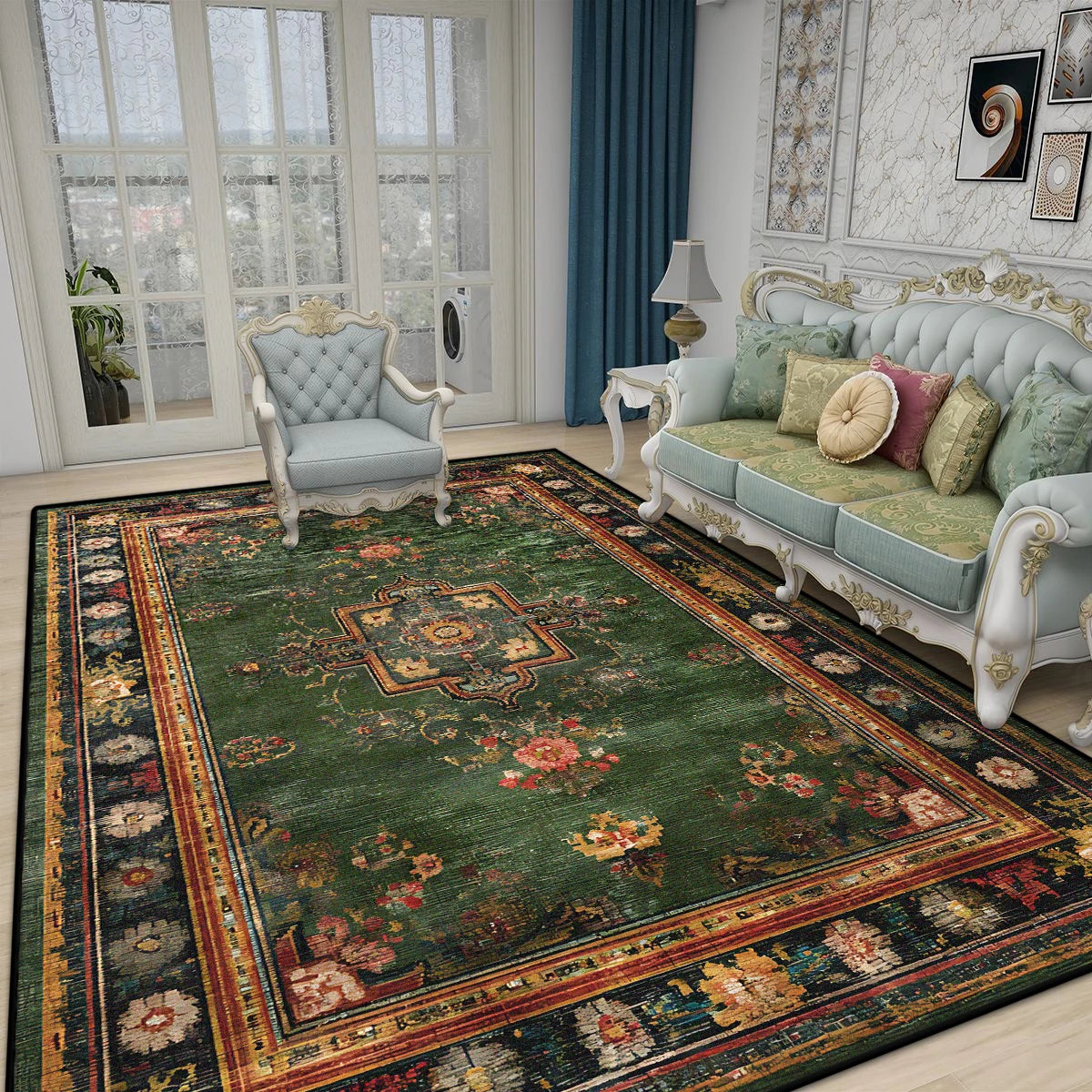 Navak Carpet Retro Boho Luxurious Carpet for Living Room Bedroom Persian Decoration Home Large Area Rugs Non-slip Entrance Door Mat Washable