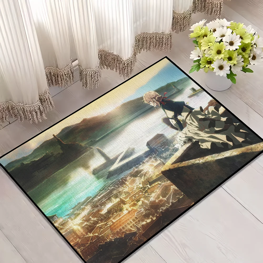 Navak Teppich Fußmatte für Evergarden Badezimmer Dekoration Anime Zimmer Violet Dekor Fußmatte Teppich Eingang Willkommen Bad Küche Teppich