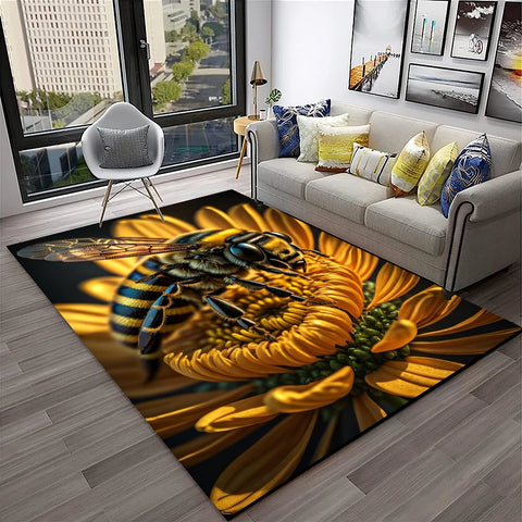 Navak Teppich, süße Biene, Honigbiene, Insekten-Cartoon, 3D-Teppich für Zuhause, Wohnzimmer, Schlafzimmer, Sofa, Fußmatte, Dekor, Kinderbereich, Teppich, rutschfeste Bodenmatte