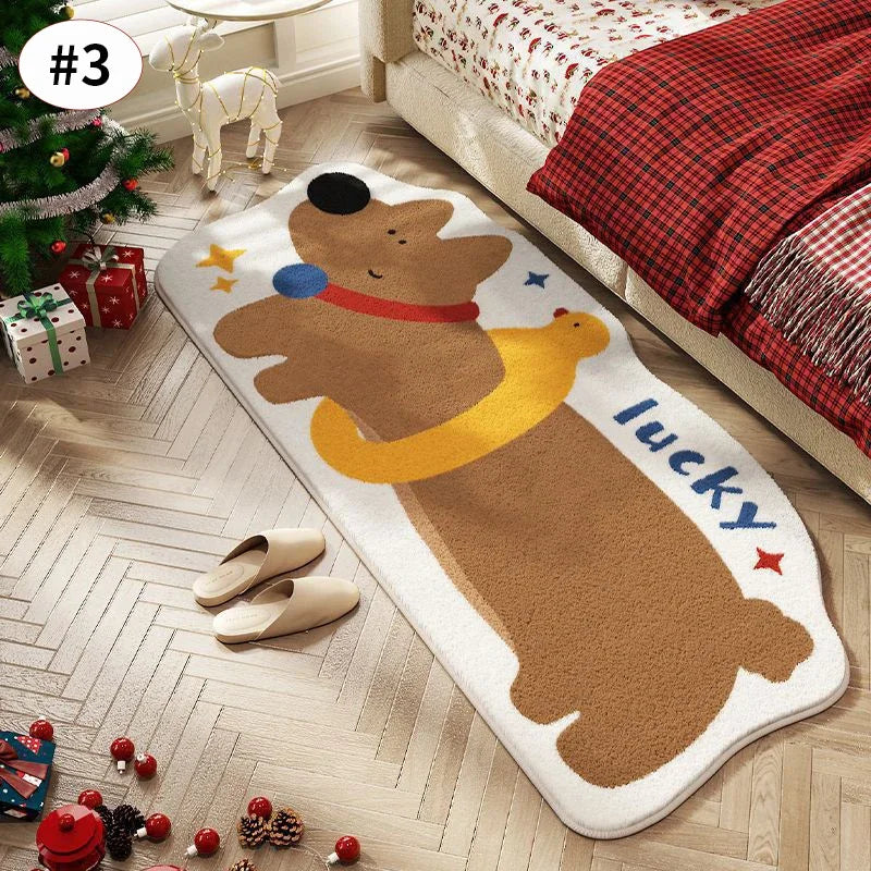 Navak Carpet Retro Carpet Cartoon Dog Shape Floor Mat Dachshund Floor Carpet Anti-slip Living Room Carpet Kitchen Floor Mat Entrance Doormat