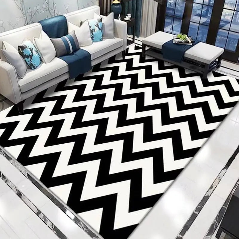 Navak Carpet Nordic style Living Room Carpet Black and White Minimalist Striped Home Decoration Bedroom Rug Coffee Table Non-slip soft Mat