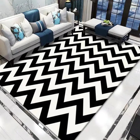 Navak Carpet Nordic style Living Room Carpet Black and White Minimalist Striped Home Decoration Bedroom Rug Coffee Table Non-slip soft Mat