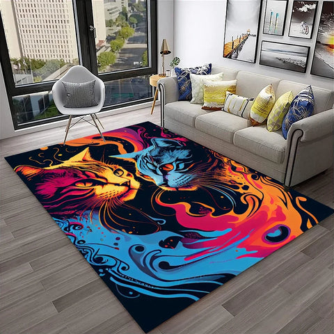 Navak Teppich, 3D, süße Katze, Blume, Cartoon-Teppich für Zuhause, Wohnzimmer, Schlafzimmer, Sofa, Fußmatte, Dekoration, Kinderspielbereich, rutschfeste Bodenmatte