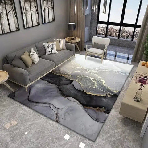 Navak Carpet Teppich mit Marmormuster – weicher Wohnzimmerteppich, rutschfeste, waschbare Bodenmatte für Schlafzimmer, Nachttisch, moderne Wohnkultur
