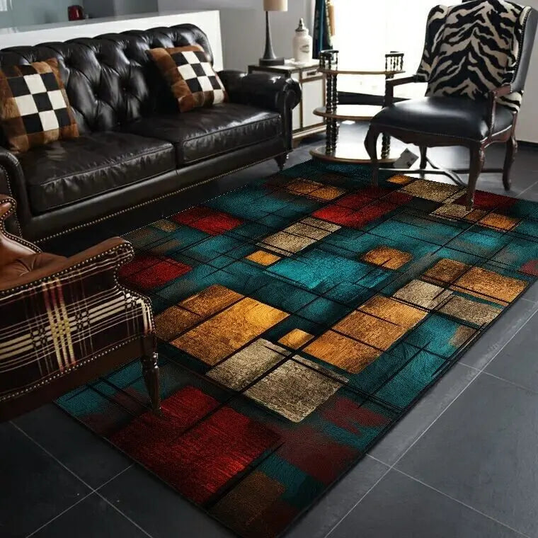 Navak Carpet Abstract Geometric Large Rugs for Living Room Nordic Retro Room Decoration Home Mats Non-slip Washable Bedroom Cloakroom Carpet