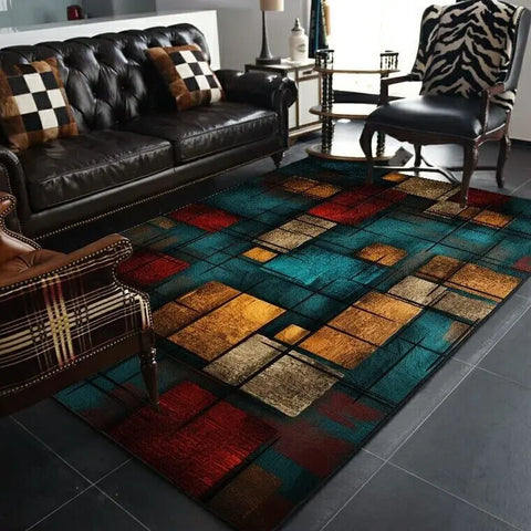 Navak Carpet Abstract Geometric Large Rugs for Living Room Nordic Retro Room Decoration Home Mats Non-slip Washable Bedroom Cloakroom Carpet