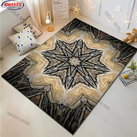 Navak Carpet 3D-Teppich mit Stein- und Blumenmuster – großer moderner Teppich für Wohnzimmer, Schlafzimmer oder Büro – rutschfeste Spielmatte für Kinder, Heimdekoration