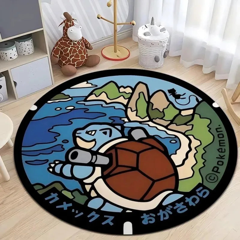 Navak Carpet Daily Picks Disney Japan Anime Pokemon Round Floor Mat Living Room Sofa Bedroom Rug Cute Non-Slip Machine Washable Carpet Home Decor