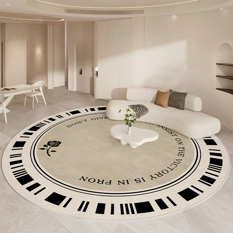 Navak Teppich, luxuriöser Wohnzimmerteppich, rund, beige, minimalistischer Teppich, hochwertige Schlafzimmer-/Arbeitszimmerteppiche, weiche, bequeme Nachttischteppiche, Tapete