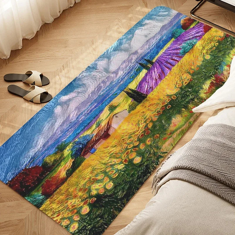 Navak Teppich Schlafzimmerteppich D-Van D-Gogh Kunstteppich für Küche Wohnzimmer Bad Flur Fußmatte Rutschfeste individuelle Fußmatte Eingangstür