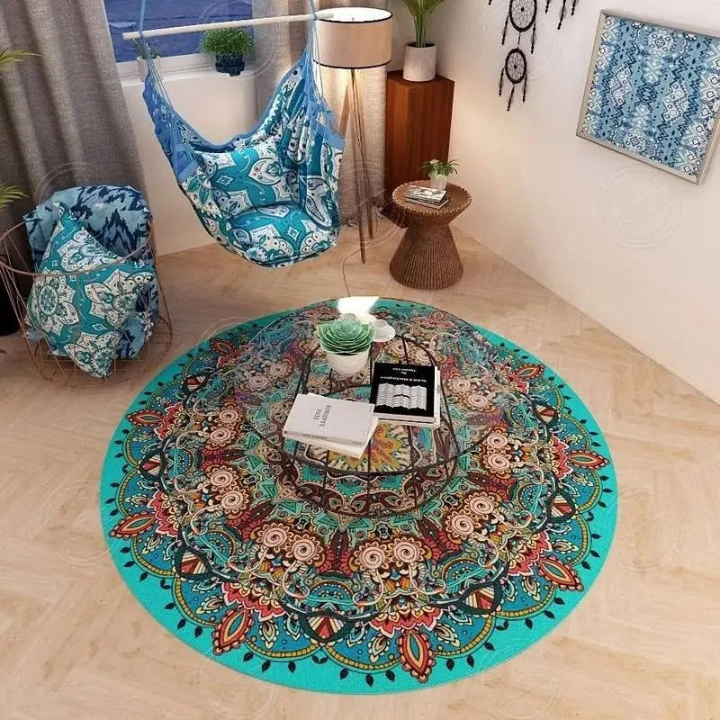 Navak Teppich, persischer Retro-Ethno-Stil, runder Wohnzimmerteppich, Couchtisch, Hängesessel, Drehstuhl, Bodenmatte, Schlafzimmer, Nachttischteppich