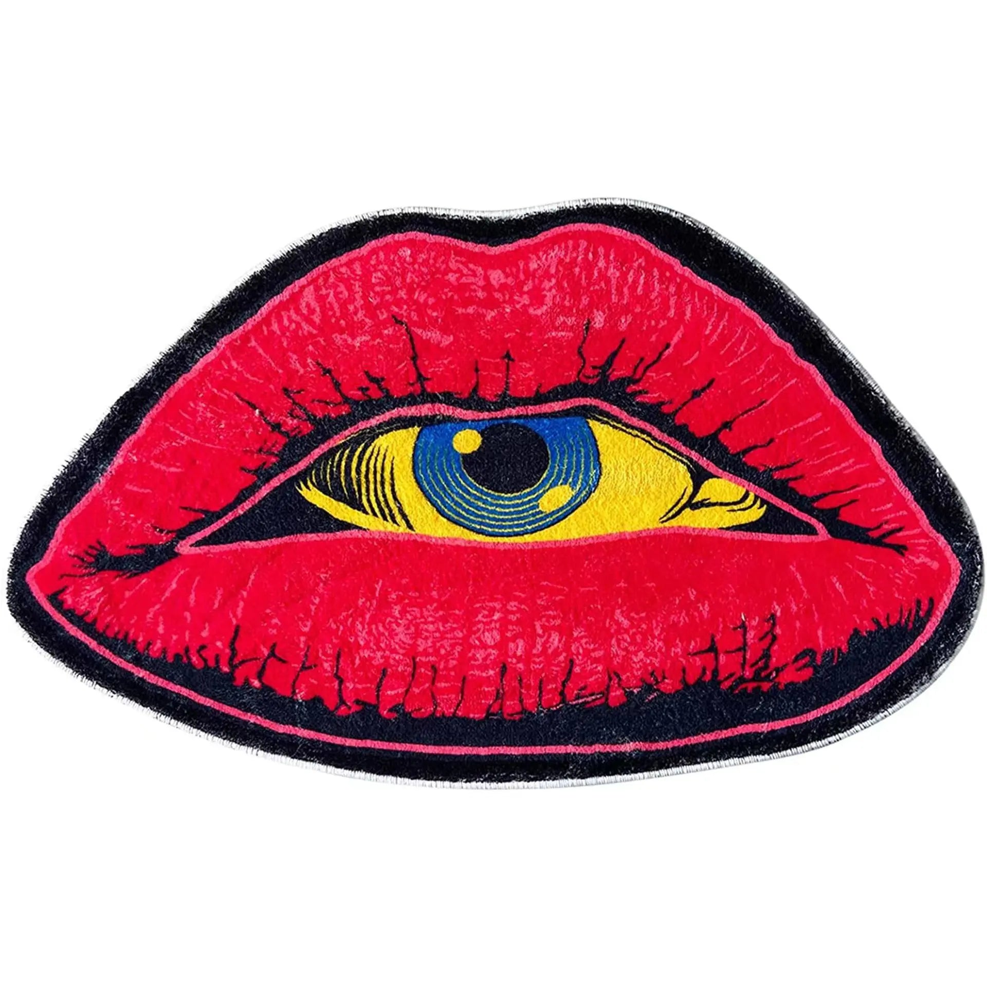 Navak Teppich Red Lip Devil Eye Teppich Hochwertiger Plüsch Rutschfester Teppich Badezimmer Flauschige Verdickungsmatte Schlafzimmer Wohnzimmer Dekoration Teppich