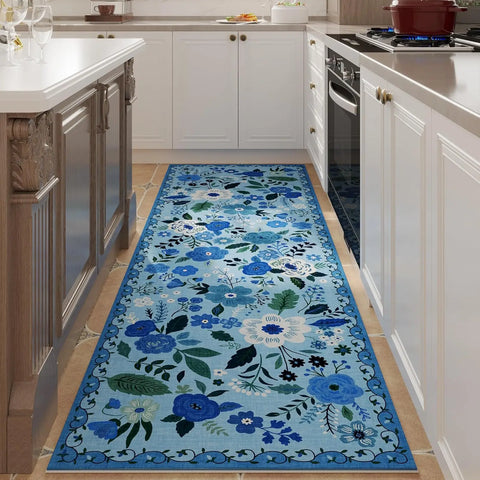 Navak Carpet Exclusive Picks Läuferteppich für Flure und Küchen, rutschfest, maschinenwaschbar, mit Gummirückseite, weiche Blumenteppiche für die Küchendekoration