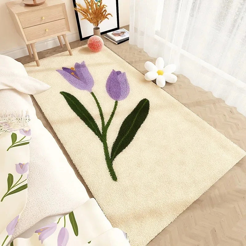 Navak Carpet Flower Bedroom Bedside Carpet Runner Rug Long Carpets Soft Fluffy Floor Mats Flowers Cute Sweet Girl Home Decoration Rugs
