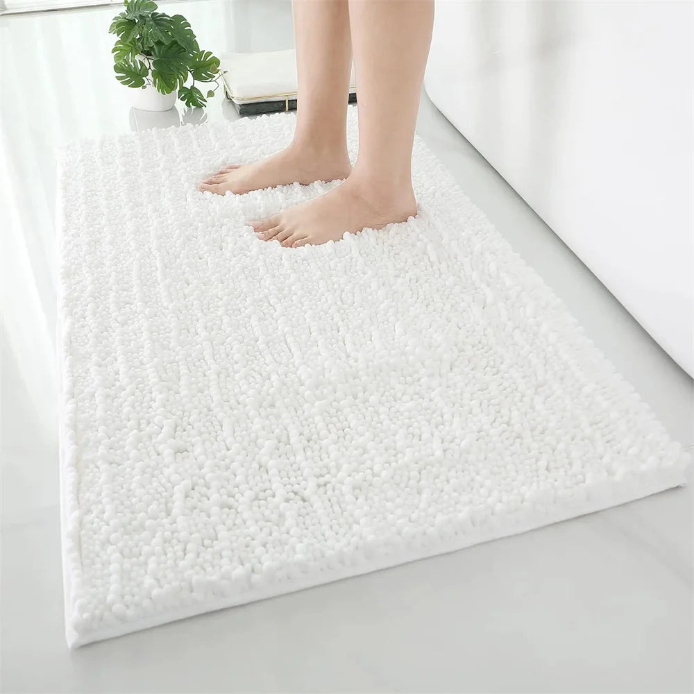 Navak Carpet Olanly Chenille-Badezimmerteppich, extra weich, zottelige Badematte, rutschfeste Badezimmer-Bodenmatte, wasserabsorbierende Plüsch-Mikrofaser-Teppiche für die Dusche