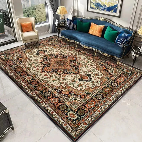 Navak Teppich Persischer Retro-Teppich Wohnzimmer Leichte Luxusdekoration Schlafzimmer Nachttisch Große Teppiche Lobby Couchtisch rutschfeste fusselfreie Matten