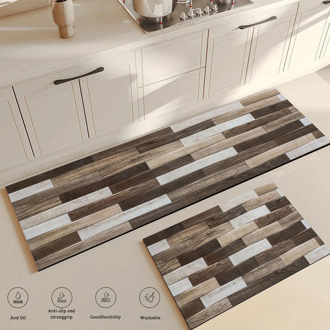 Navak Teppich Holzmaserung Küchenteppich Schlafzimmer Eingangsbereich Fußmatte Rutschfest Wohnzimmer Bodendekor Waschbarer Teppich Home Flur Hochwertige Fußmatte