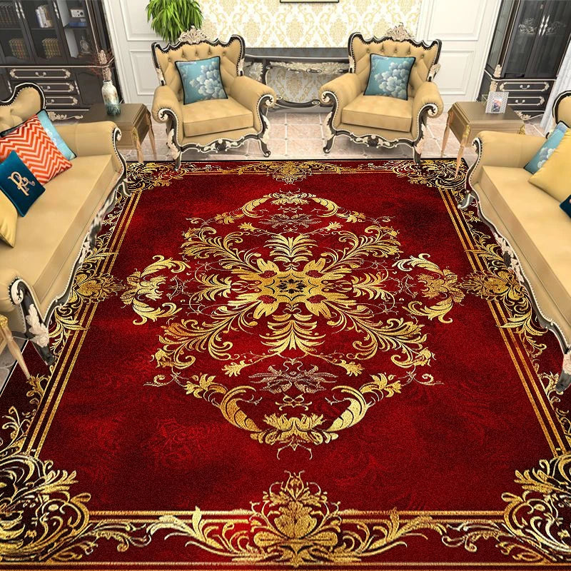 Navak Carpet European Gold Red Carpet Living Room Decoration Sofa Area Rugs for Bedroom Large Area Cloakroom Lounge Non-slip Floor Mats Ковер