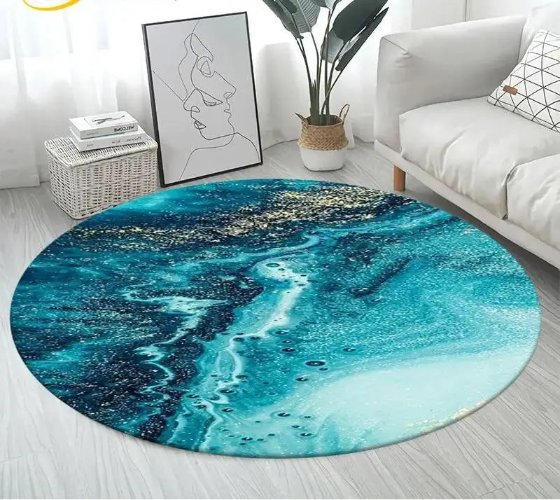 Navak Carpet Nordic Colour Green Gold White Marble Round Carpet Balcony Floor Mat Bathroom Living Room Home Yoga Coffee Mats Home Decor Rug