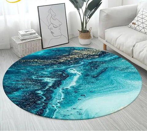 Navak Carpet Nordic Colour Green Gold White Marble Round Carpet Balcony Floor Mat Bathroom Living Room Home Yoga Coffee Mats Home Decor Rug