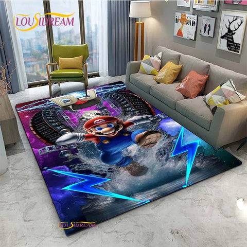 Navak Teppich Mario Cartoon Anime Teppich für Wohnzimmer Schlafzimmer Niedliche Teppiche Tisch Küchentür Kinder Rutschfeste Fußmatten Alfombra Geburtstagsgeschenk