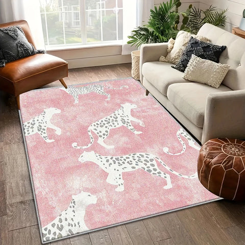 Navak Carpet Moderne Teppichmatte mit Leopardenmuster – große rechteckige rosa Bodenmatte für Wohnzimmer, Schlafzimmer, Kinderzimmer, Heimdekoration, Schlafzimmer