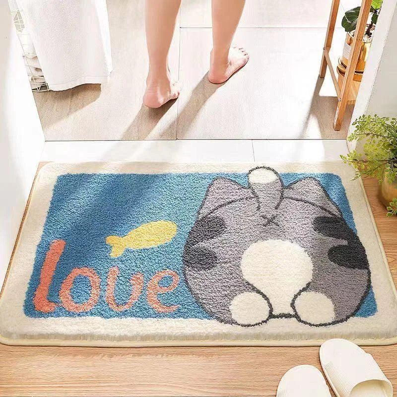 Navak Carpet Exclusive Picks Cartoon-Toiletten-Badezimmer-Teppich in Wolloptik für den Boden unter der Tür, rutschfester und wasserabsorbierender Teppich für die Heimdekoration