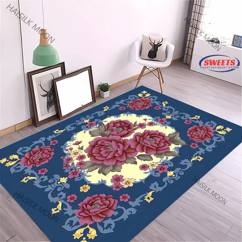 Navak Carpet 1PC Royal Luxury Style Flowers Printed Carpet Living Room Bedroom Sofa Office Large Area Decorative Mat Multi-Size Luxury Gifts