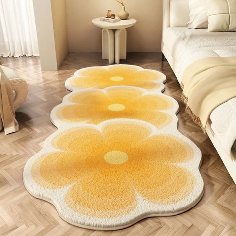Navak Carpet Exclusive Picks Teppich für Schlafzimmer Streifen Flanell Nachttisch Teppich Frische Blumen Ins Wind Streifen Schlafzimmer Erkerfenster Schmutzabweisende Kühle Decke