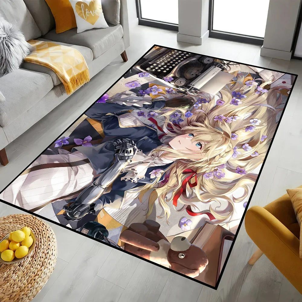 Navak Teppich Fußmatte für Evergarden Badezimmer Dekoration Anime Zimmer Violet Dekor Fußmatte Teppich Eingang Willkommen Bad Küche Teppich