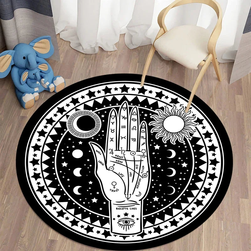 Navak Teppich Nordischer Stil Sonne Mond Rundteppich Wohnzimmer Bett Bad Kinderboden Dekoration Rutschfeste Matte