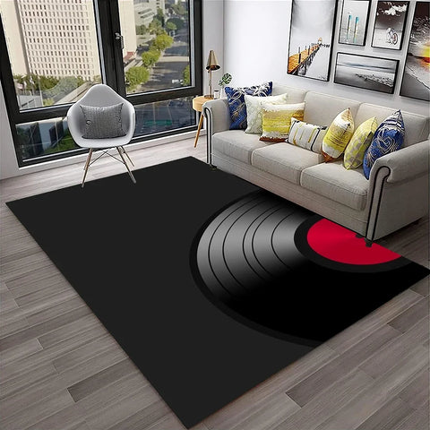 Navak Teppich, 3D-Retro-Vinyl-Schallplatte, Musikkunst, Teppich für Zuhause, Wohnzimmer, Schlafzimmer, Sofa, Fußmatte, Dekoration, Kinderspielbereich, rutschfeste Bodenmatte