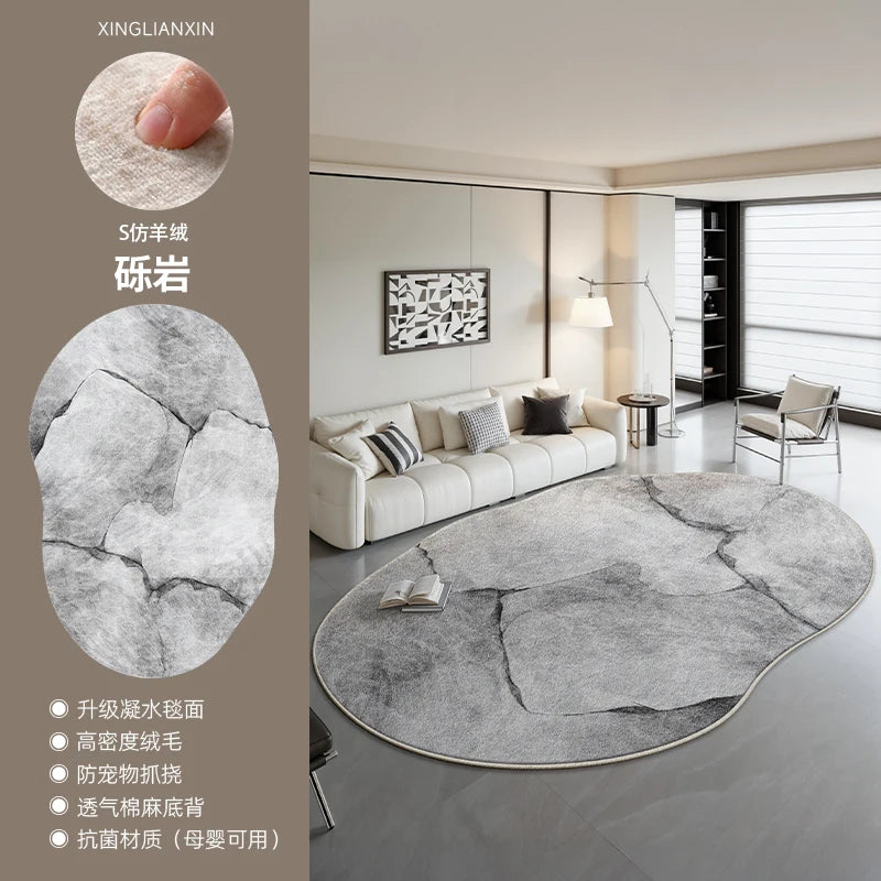 Navak Teppich, leichter Luxus-Schlafzimmer-Dekor, Marmor-Teppich, unregelmäßig geformte Teppiche für Wohnzimmer, flauschiger, weicher Plüsch-Teppich, rutschfeste Bodenmatte