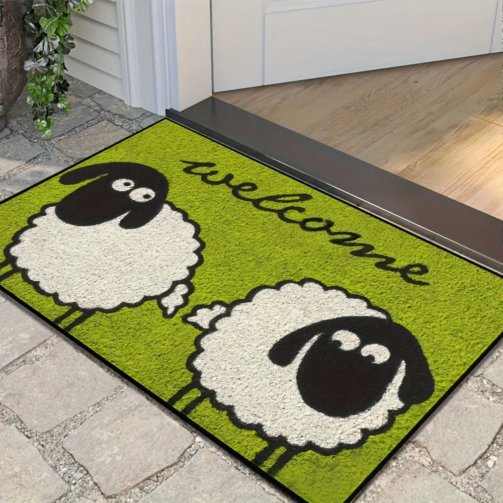 Navak Carpet Elegante, rustikale Willkommensmatte mit Schafmotiv, maschinenwaschbarer Bodenteppich für die Inneneinrichtung | Perfekt für Eingangsbereich, Küche, Schlafzimmer und Flur