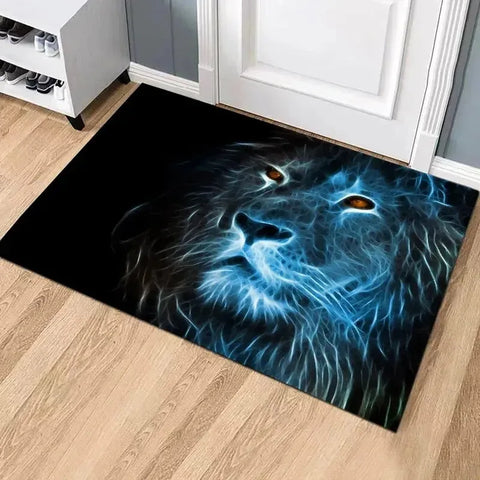 Navak Carpet Exclusive Picks Kristallflor-Teppich mit Zoo-Löwe, für Wohnzimmer, Schlafzimmer, Badezimmer, Eingangsbereich, waschbar, schmutzabweisend, rechteckige Teppiche