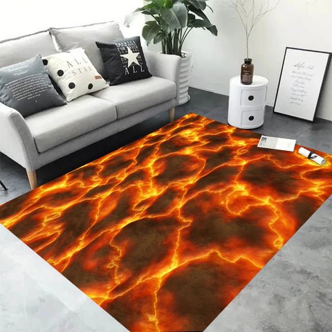 Navak Teppich 3D Vulkan Lava Magma Teppiche Teppich für Schlafzimmer Dekor Wohnzimmer Große Flächenteppiche Nachttisch rutschfeste Bodenmatte Hauseingang Fußmatte