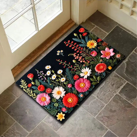 Navak Carpet „Charmanter Kristall-Samt-Teppich – Fußmatte mit weichem und lebendigem Blumenmuster, rutschfeste Eingangsdekoration, perfekter Akzent für das Zuhause im Frühling“