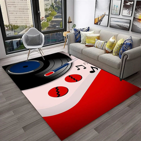 Navak Teppich, 3D-Retro-Vinyl-Schallplatte, Musikkunst, Teppich für Zuhause, Wohnzimmer, Schlafzimmer, Sofa, Fußmatte, Dekoration, Kinderspielbereich, rutschfeste Bodenmatte