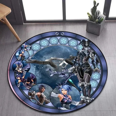 Navak Carpet Daily Picks DISNEY Kingdom Hearts Cartoon-Muster Bereich Teppich Runde Bodenmatte Kind Wohnzimmer Teppich Badezimmer Küche Fußmatte Dekorieren