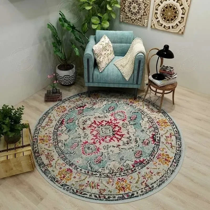Navak Teppich, persischer Retro-Ethno-Stil, runder Wohnzimmerteppich, Couchtisch, Hängesessel, Drehstuhl, Bodenmatte, Schlafzimmer, Nachttischteppich