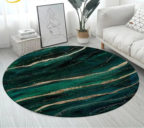Navak Carpet Nordic Colour Green Gold White Marble Round Carpet Balcony Floor Mat Bathroom Living Room Home Yoga Coffee Mats Home Decor Rug