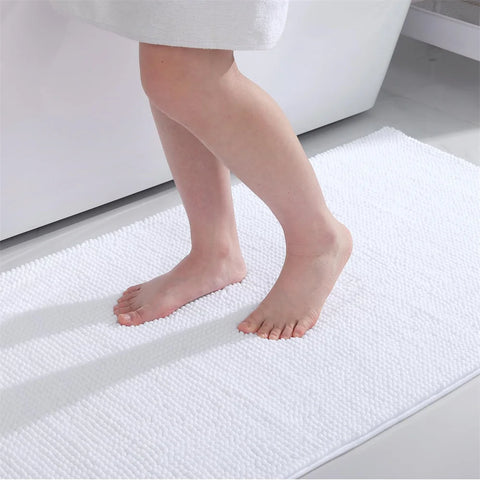 Navak Carpet Olanly Chenille-Badezimmerteppich, extra weich, zottelige Badematte, rutschfeste Badezimmer-Bodenmatte, wasserabsorbierende Plüsch-Mikrofaser-Teppiche für die Dusche