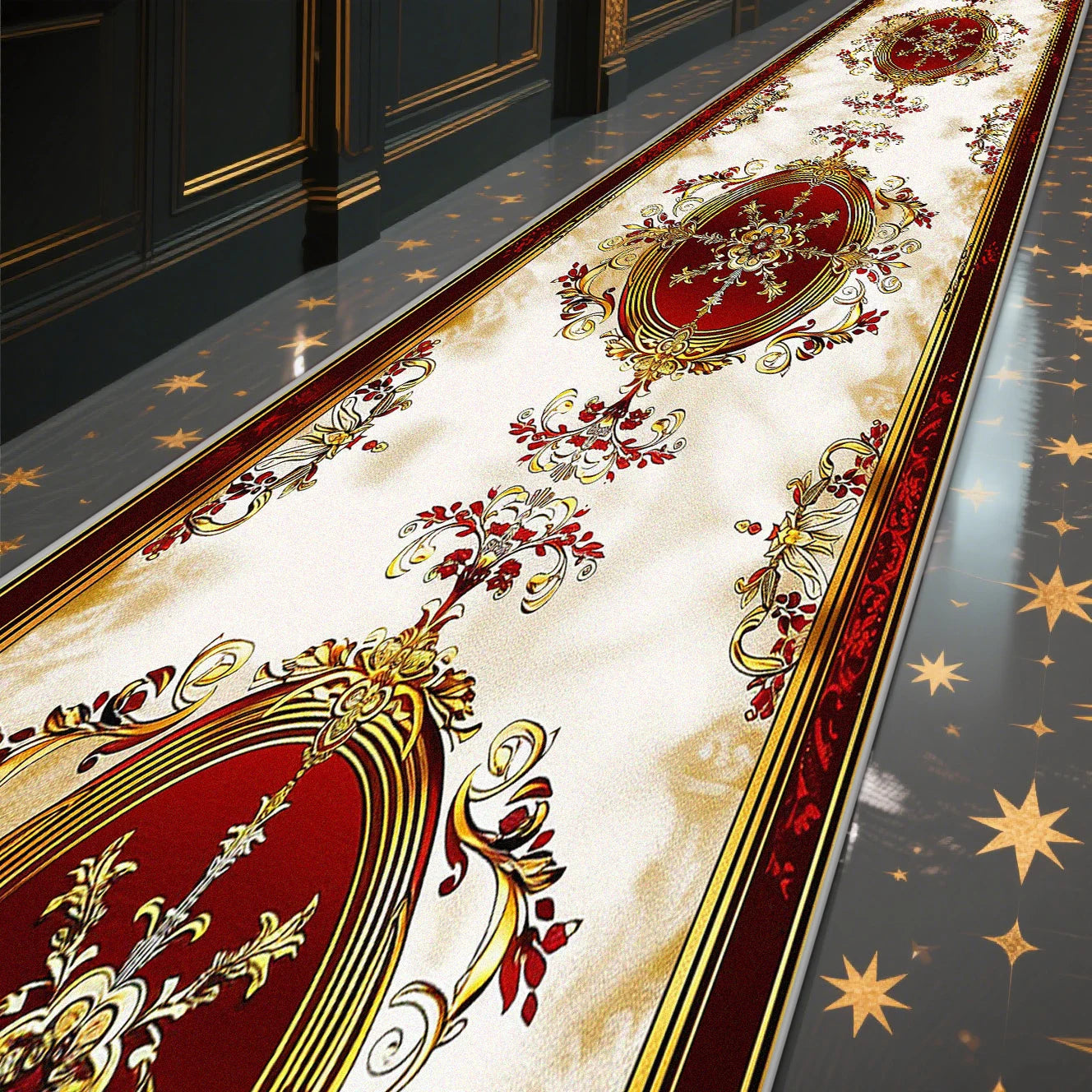 Navak CarpetLuxury Marmor-Korridor-Teppich, Hotelflur-Läufer, Dekorationsteppiche, Wohnzimmer-Gang, waschbar, rutschfeste Bodenmatte, anpassbar