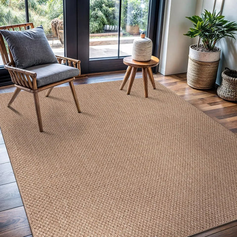 Navak Carpet Easy Jute-Teppich, 5 x 7, Naturfarben, für drinnen und draußen, Bauernhaus-Teppiche für Wohnzimmer, Terrasse und Küche (5 x 7)