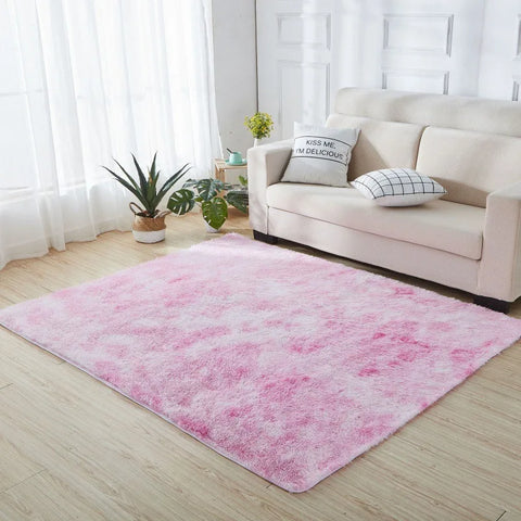 Navak Teppich, weicher, langer Plüschteppich für Schlafzimmer, Wohnzimmer, flauschige Teppichmatten mit Farbverlauf, Batik-Bodenteppiche, Erkerfenster, Heimdekoration