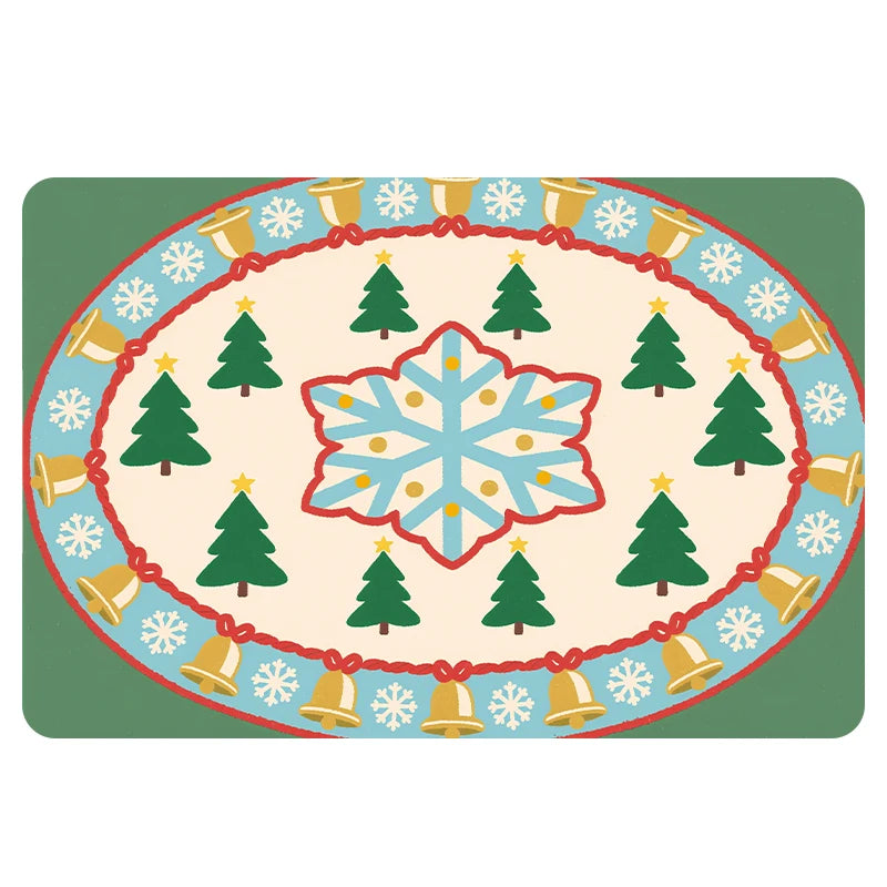 Navak Carpet Exclusive Picks Luxuriöser rot-grüner Flanell-Weihnachtsgeschenk-Teppich, rutschfest, sicher, weich, Feiertags-Bodenmatte, Dekoration, weich, bequem zum Stehen