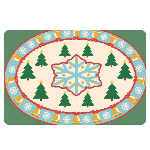 Navak Carpet Exclusive Picks Luxuriöser rot-grüner Flanell-Weihnachtsgeschenk-Teppich, rutschfest, sicher, weich, Feiertags-Bodenmatte, Dekoration, weich, bequem zum Stehen