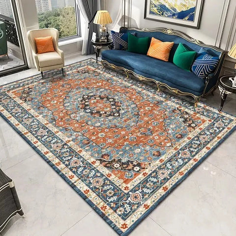 Navak Teppich Persischer Retro-Teppich Wohnzimmer Leichte Luxusdekoration Schlafzimmer Nachttisch Große Teppiche Lobby Couchtisch rutschfeste fusselfreie Matten
